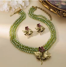 JEWELRY SET-Elegant Vintage-Inspired Glass Rhinestone & Alloy Jewelry Set