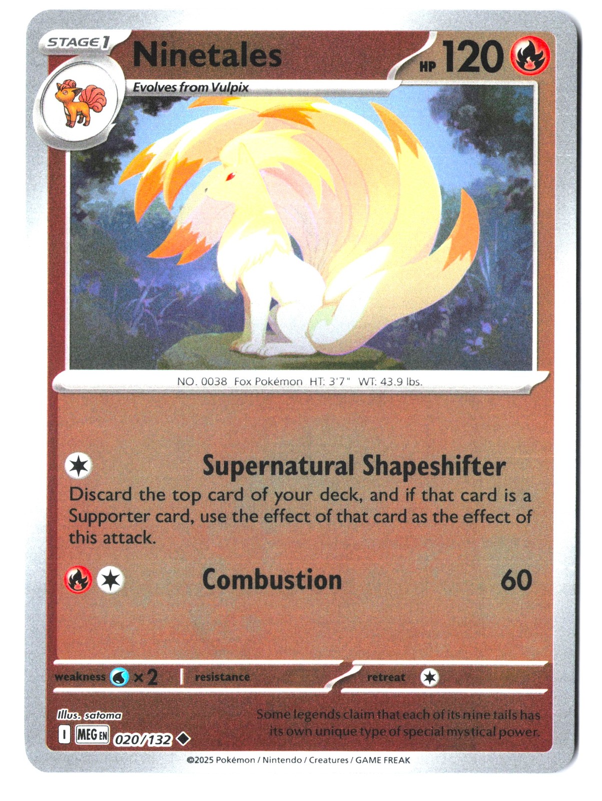Ninetales 020/132 - ME01: Mega Evolution REVERSE Holo NM