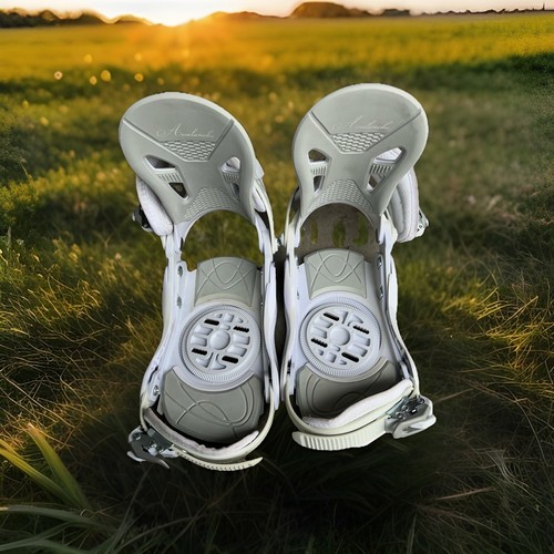 Par de fijaciones blancas de snowboard Avalanche Serenity para mujer pequeñas/medianas sin disco - Imagen 2 de 8