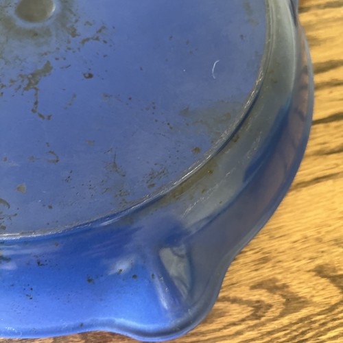VTG. LE CREUSET #30 Blue Enamel Cast Iron 12" Skillet France Made Double spout - Picture 16 of 18