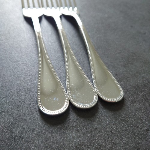 Christofle Perles 3pcs Silverplate Flatware Dessert Fork Excellent - Picture 5 of 18