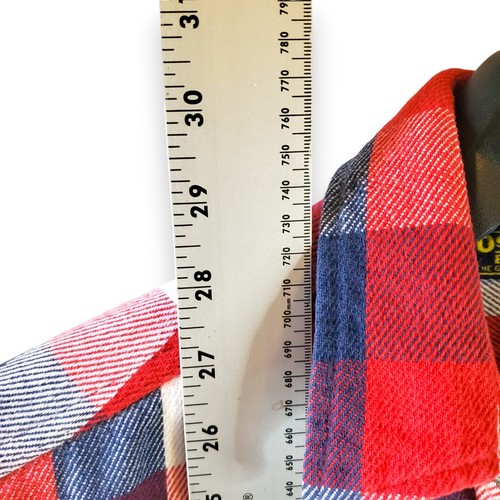 VTG 80s OshKosh BGosh Flannel Shirt Mens M Plaid Distressed Workwear Paint - Picture 12 of 15