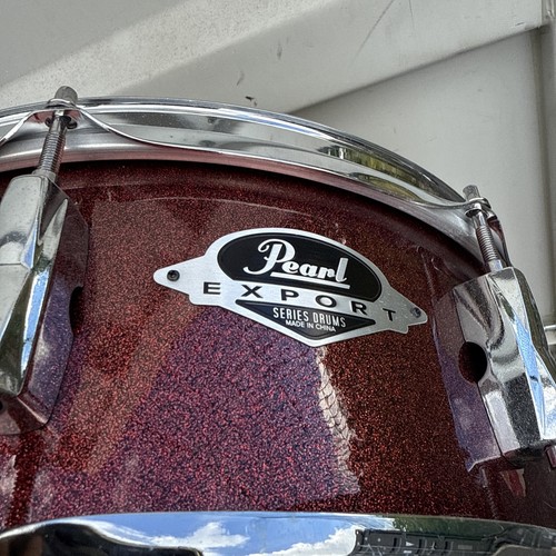 Free P&P. A 14x5” Pearl Export Snare Drum. 14” Burgundy Sparkle Finish - Picture 17 of 18