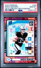 2024 Optic Brock Bowers Red Pandora Prizm PSA 10 RC