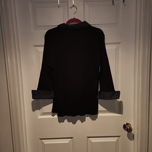 Women's sz 1X Black Collared Ribbed Sweater by Sag Harbor - Picture 3 of 6