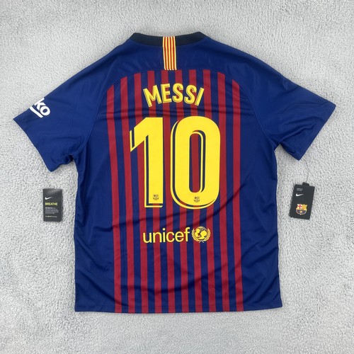 Nike Dri-Fit Mens XL Messi 10 2018 Home Kit FCB Soccer Futbol Jersey NWT La Liga - Picture 20 of 23