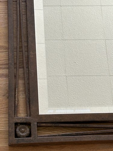 Industrial Style Metal Beveled Frame Wall Mirror 33in Minimalist Vanity Rustic - Picture 7 of 9