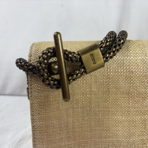 Vintage RODO ITALY Tan Woven Clutch Purse Crossbody Bag 60’s 70’s Chain Strap - Picture 3 of 14
