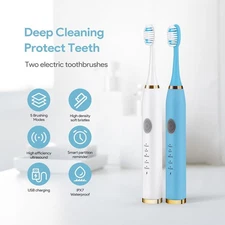 Electric Toothbrush 2 Pack, Travel Electric Toothbrush for Adult Includes 10
