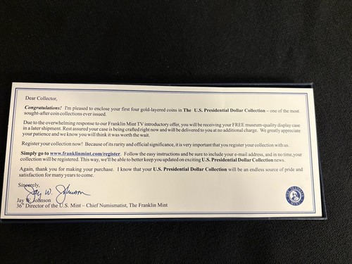 Franklin Mint US Presidential Dollar Collection 24 Karat Gold Edition - 5 Coins - Picture 7 of 9