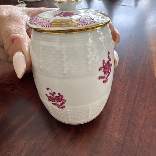 Herend Hungary Chinese Bouquet Raspberry Jam Jelly Jar With Lid 246 SIGNED!! HTF - Picture 5 of 11