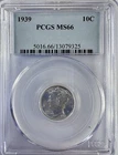 1939 Mercury Dime MS66 PCGS Certified. Silver Blast White Nice Luster