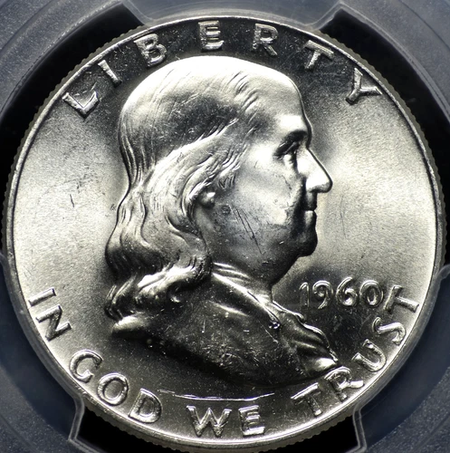 1960 FRANKLIN HALF DOLLAR PCGS MS 64 FULL BELL LINES, BRIGHT SILVER SATIN LUSTER