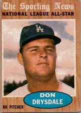 1962 Topps DON DRYSDALE All Star Los Angeles Dodgers #398 VG/EX+ Condition