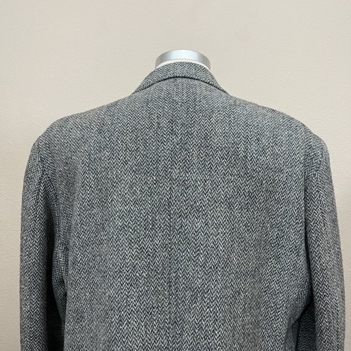 Orvis Harris Tweed Featherweight 2 Button Jacket Blazer Herringbone Grey Sz 50 - Picture 5 of 17