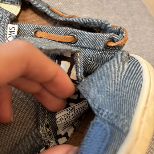 TOMS Baby Shoes Infant UK Size 6 Blue Brown Tiny Bimini Chambray Kids - Picture 11 of 12
