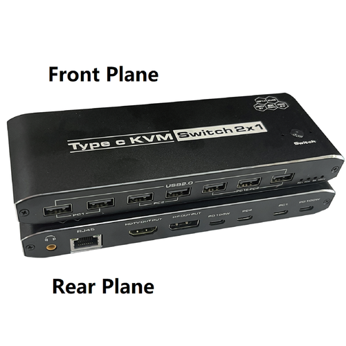 New 2x1 8K USB C KVM Switch RJ45 100W PD Charge 2 In 1 Out Type C KVM Switch - 第 7/19 張圖片