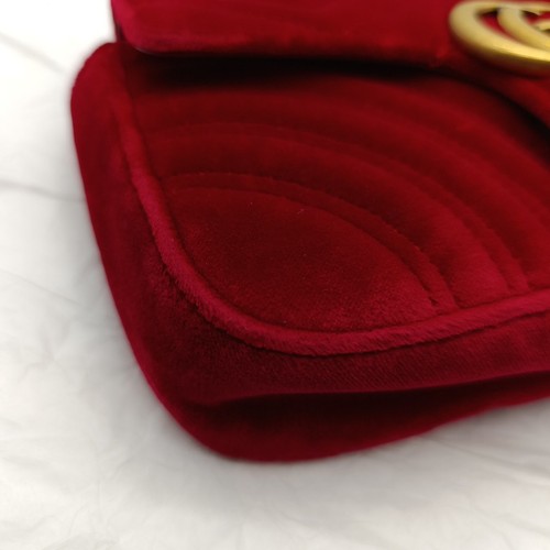 GUCCI | 'GG Marmont'  Schultertasche in Rot / Samt  | + Staubbeutel  - Bild 4 von 20