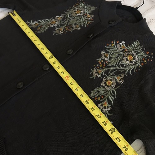 Bob Mackie Wearable Art Long Floral Cardigan Women’s Size 2X Black - Picture 6 of 9