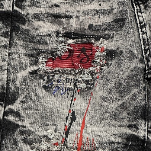 Rock Salt Shorts Boys 18 (27x12.5) Gray Wash Denim Graffiti Paint Patches NEW - Picture 4 of 21