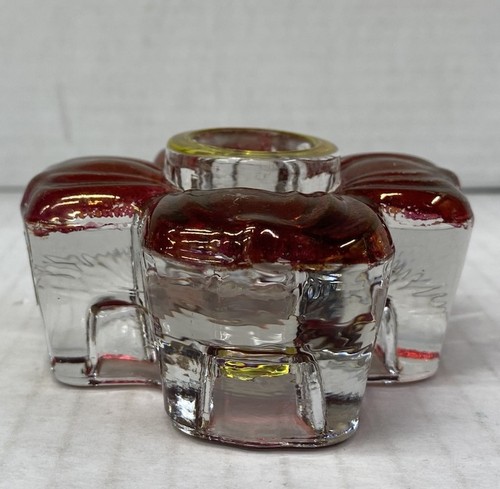 Pair Of Vintage Fostoria Colony Cranberry & Gold Dogwood Pattern Candle Holders - Picture 15 of 20