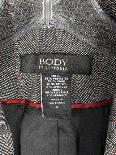 Body by Victorias Secret Blazer Womens Sz 0 Gray Stripe Poly Wool Blend Lined - Picture 3 of 13