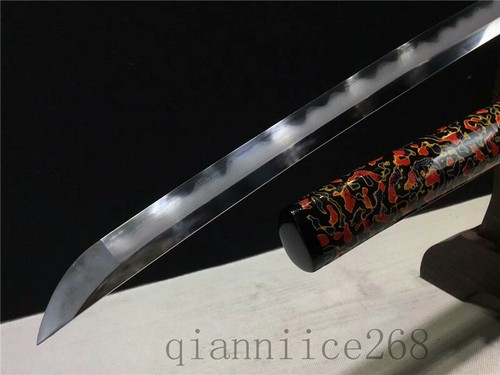 DAMASCUS FOLDED STEEL CLAY TEMPERED Grinding BLADE JAPANESE SWORD KATANA - Picture 4 of 9