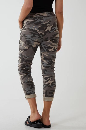 Damen Stretch Camouflage Army Magic Hose Damen Italienische Bequeme Jogginghose Hose - Bild 19 von 121