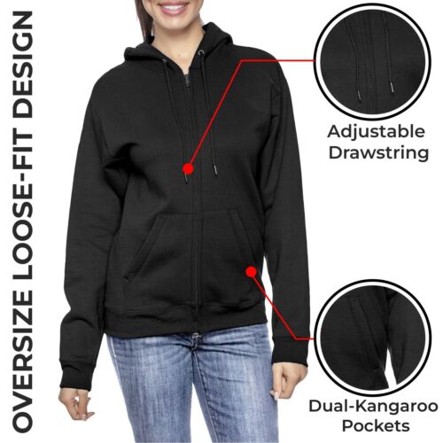 Women's Oversize Loose Fit Fleece-Lined Full-Zip Sweater Hoodie (S-2XL) NEW - Picture 5 of 22