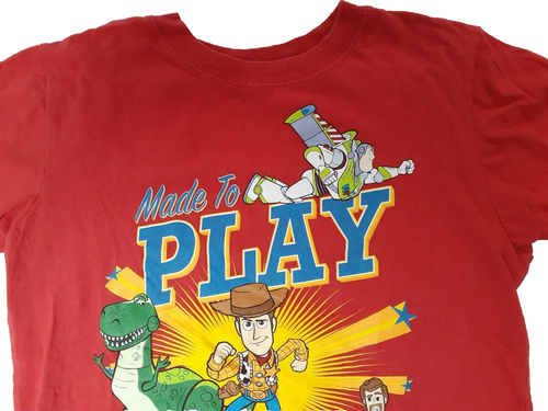 Toy Story 4 Boys T-Shirt Red Short Sleeve Woody Buzz Forky Duke Rex Size 7 - Picture 2 of 12