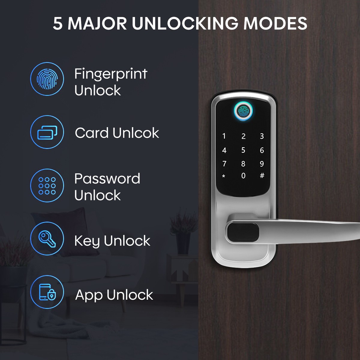 Smart Door Lock Wifi Biometric Fingerprint Touch Password Digital Keyless Keypad