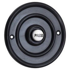Matt Black 76mm Shaped Victorian style Door Bell Push Switch (MB1419)