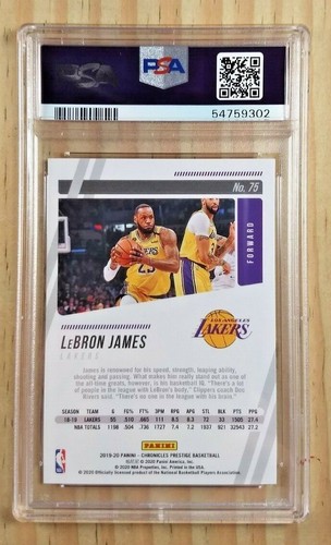 Tarjeta Panini Chronicles Prestige Lebron James 2019-20 #75 PSA 9 como nueva Lakers Heat - Imagen 2 de 2