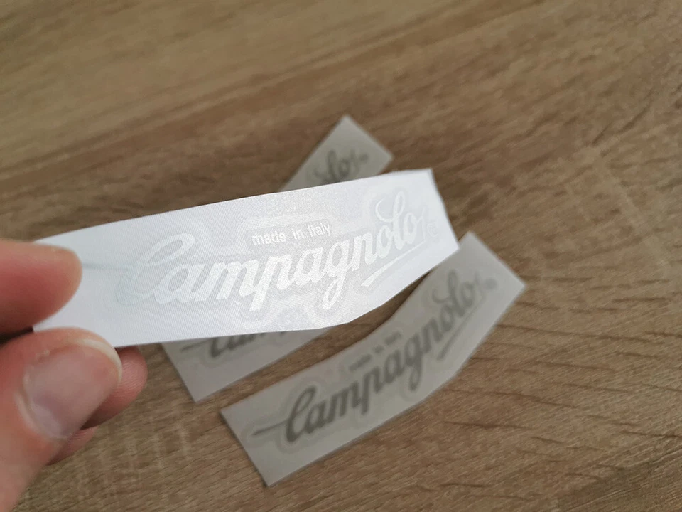 Kit decalcomanie bordo argento logo Campagnolo x4 adesivi adesivi - Immagine 2 di 4