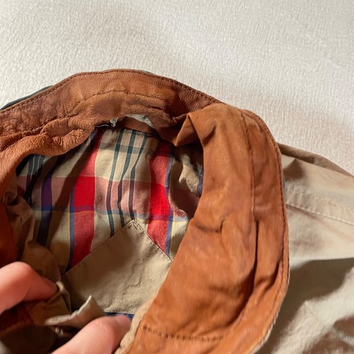 Vintage Gant Bomber Jacket Mens Medium Tan Lightweight Coat Leather Trim 80s - Picture 5 of 16