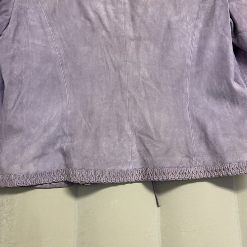 Vintage Escada Women’s Jacket Size US 14 100% Goat Leather Suede Lavender Mature - Picture 18 of 18