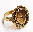 6 of 18x13mm Antique Gold Victorian Deco Angel Wings Adjustable Ring Settings