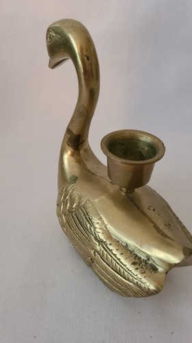 Solid Brass Swan Tapered Candle Holder - Picture 7 of 8