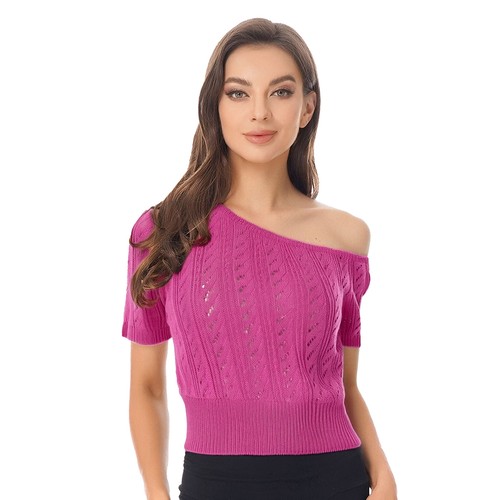 Womens Tops Stylish T-shirt Date Blouses Causal Hollow Out Fashion Knitted - Imagen 43 de 66