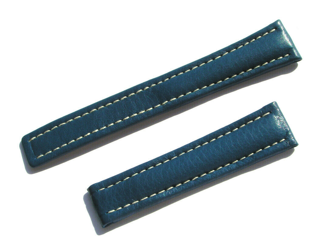 Banda Breitling 19 mm becerro azul becerro para cierres plegables 001-19
