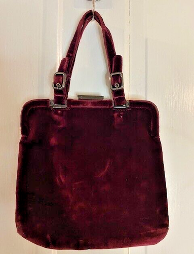 Borsa PRADA 1997 vintage colore vino velluto doppio manico B7645 - Foto 5 di 16