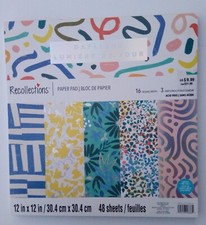 Recollections 12x12 48 Acid Free Card Stock Paper Pad. 16 Designs DAYLIGHT