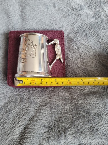 SILVER PLATED NEW BORN BABY CUP WITH A STORK HANDLE IN BOX - FASTPOSTAGE VINTAGE - Picture 6 of 14