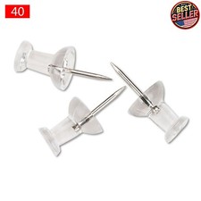 40 Pack Push Pins thumb tacks Clear Standard Plastic Reusable Officemate School