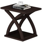  End Side Table, Modern End Table with Storage Shelf, X-Design Side 1 Espresso