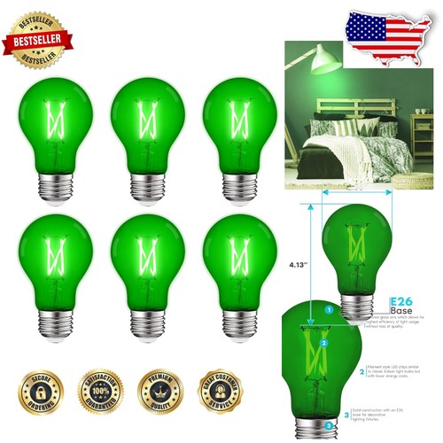 Vibrant Green LED Edison Bulbs, 4.5W, Perfect for Parties & Holidays- 6 Pack