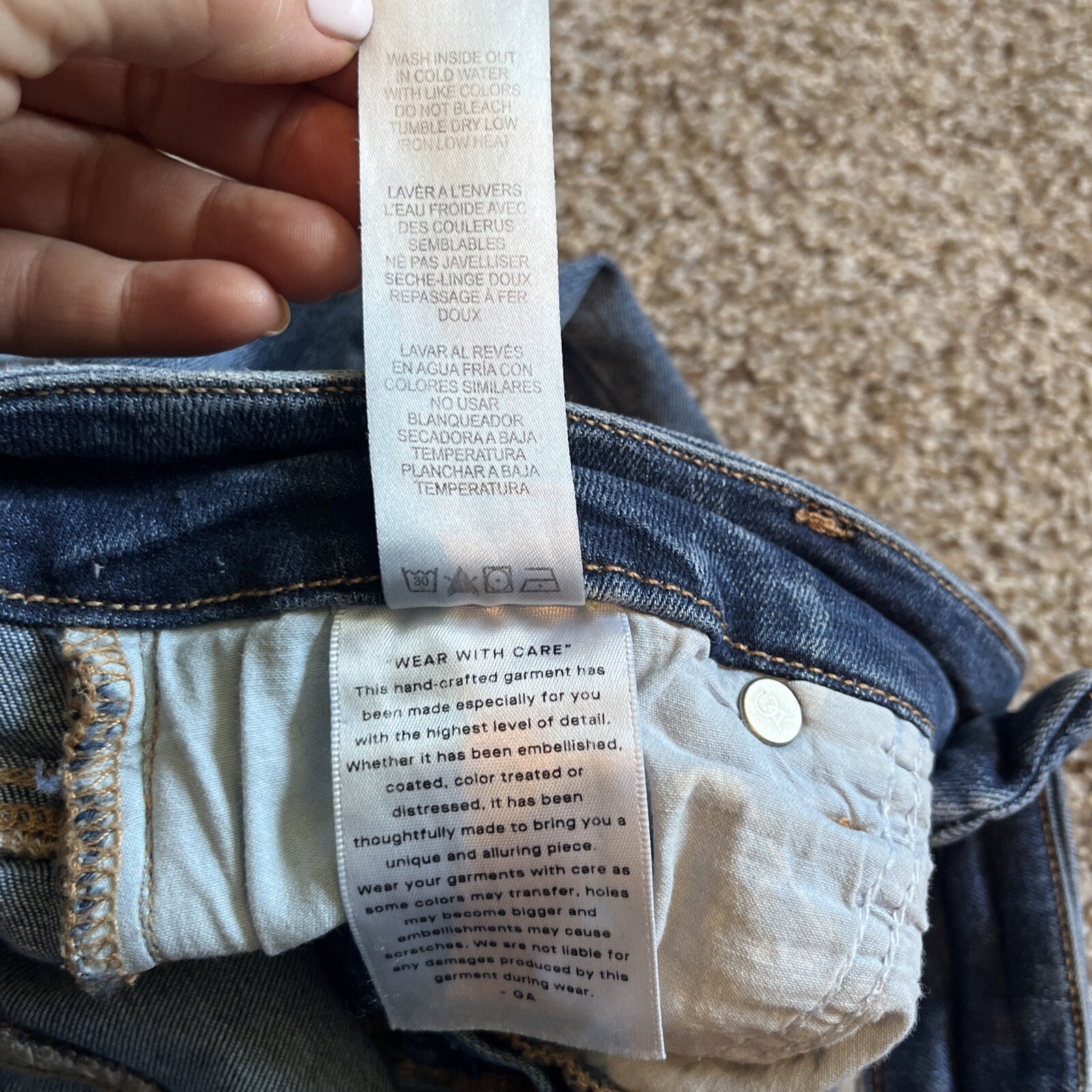 Good American Jeans Womens 0/25 Blue Denim Pants Skinny Frayed Hems - View 7