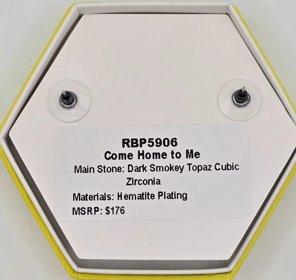 Pendientes Bomb Party RBP5906 "Come Home To Me" Topacio Ahumado Oscuro Circonita cúbica, Hematita Foto 2 de 2