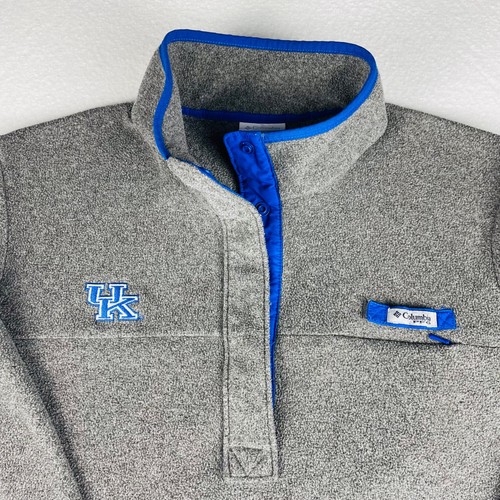 Columbia PFG UK Wildcats Fleece Pullover Jacket Grey/Blue L 100% Polyester - Picture 2 of 8