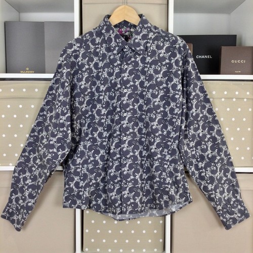 1 Like No Other Shirt Size Four Slim 48" Chst Blue Purple Floral Spot Button Up